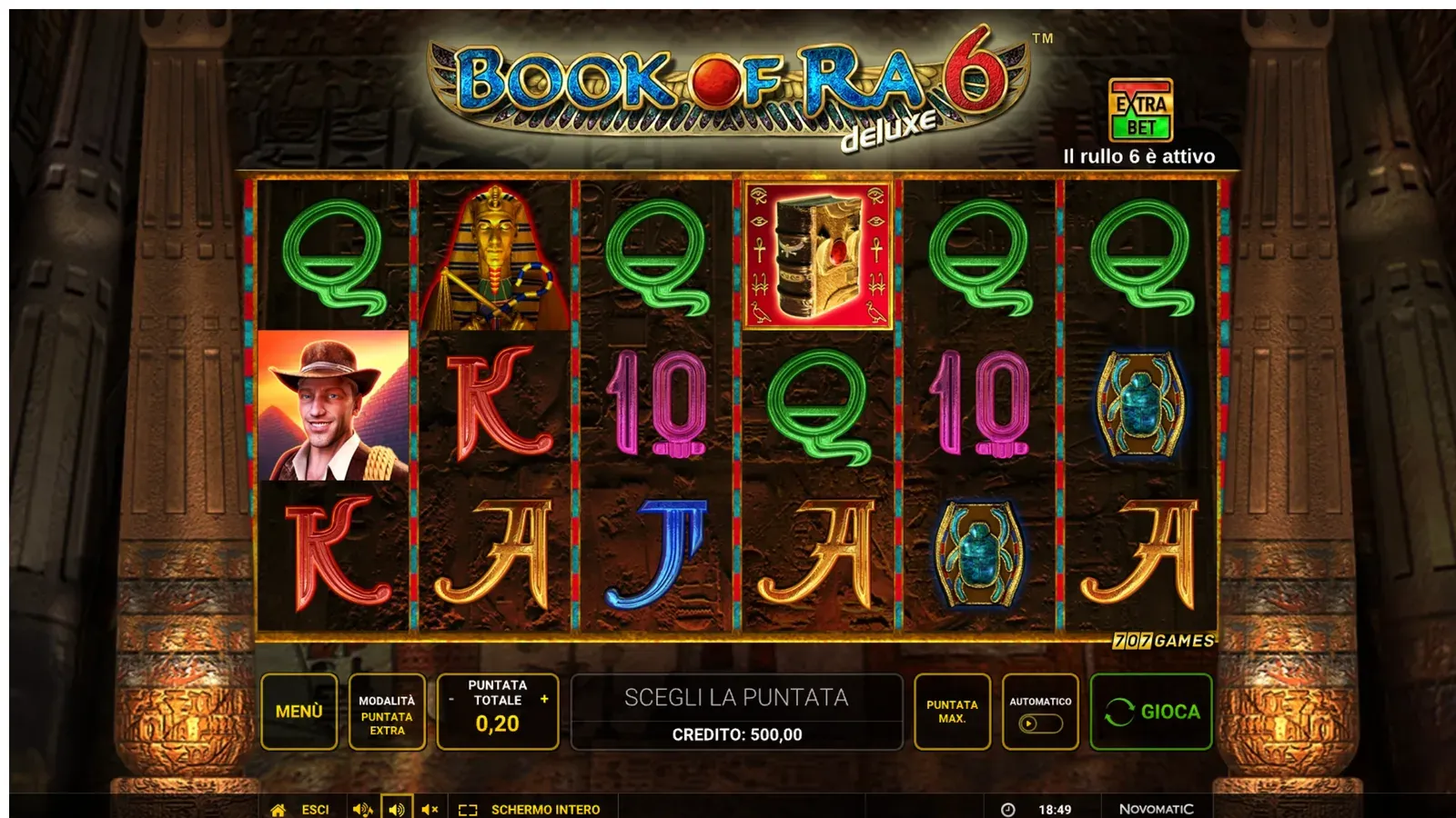 Book of Ra Deluxe 6 con il sesto rullo attivo
